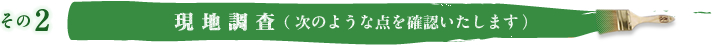 その2 現地調査（次のような点を確認いたします）